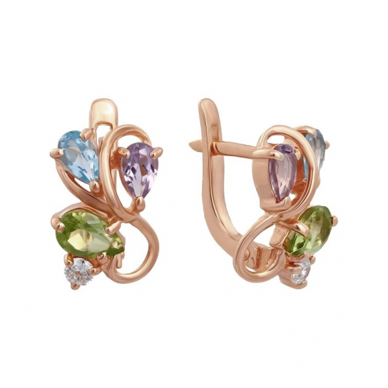Серьги с камнями из золота