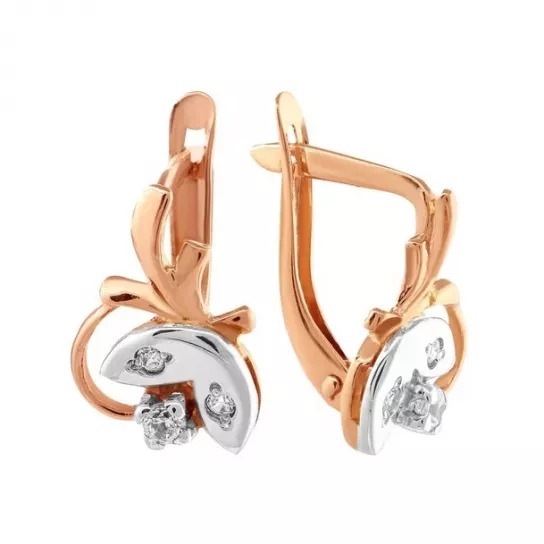 Серьги с фианитом из золота