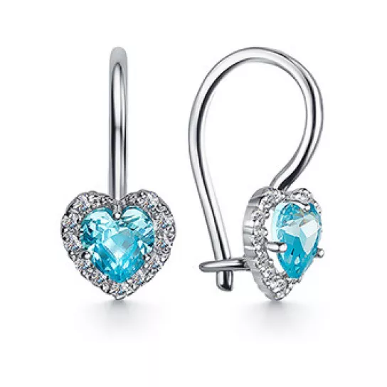 Серьги детские с фианитом из серебра