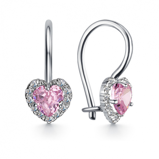 Серьги детские с фианитом из серебра