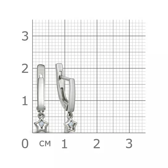 Серьги с фианитом из серебра