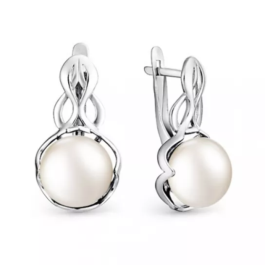Серьги с жемчугом из серебра
