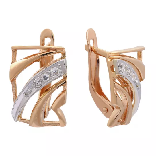 Серьги с фианитом из золота