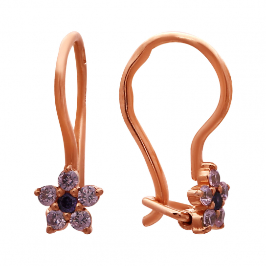 Серьги с фианитом из серебра