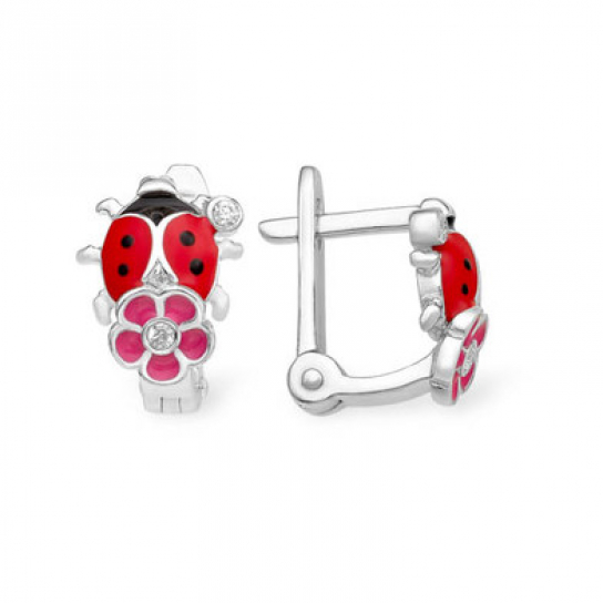 Серьги с фианитом из серебра
