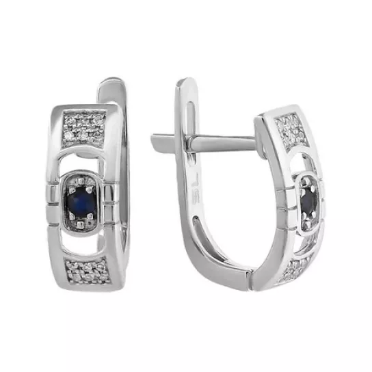 Серьги с бриллиантами с сапфиром из золота