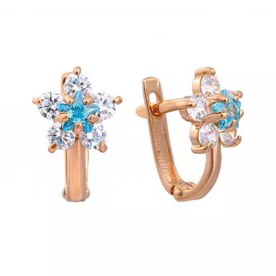 Серьги детские с фианитом из золота