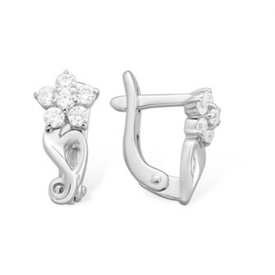 Серьги с фианитом из серебра