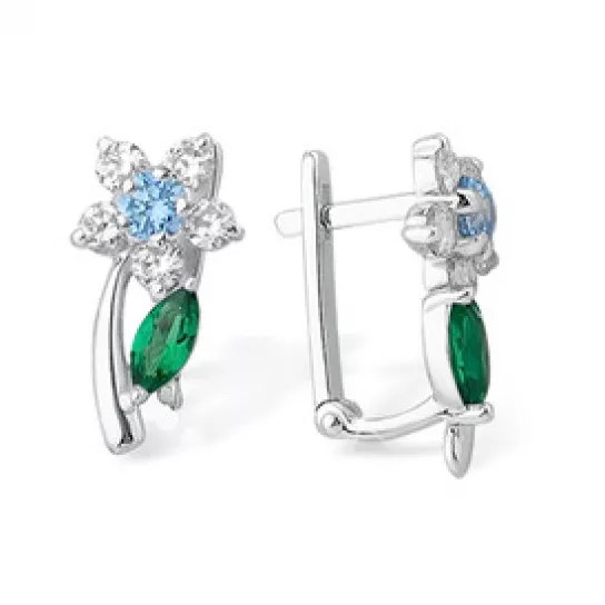Серьги с фианитом из серебра