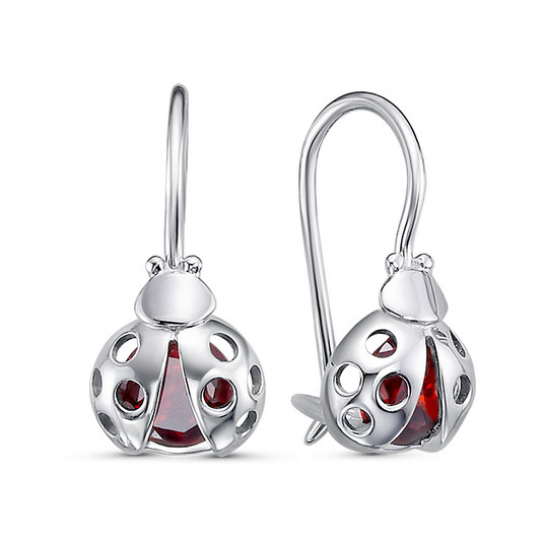 Серьги детские с фианитом из серебра