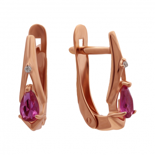 Серьги с бриллиантами с корундом из золота