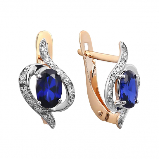 Серьги с бриллиантами с корундом из золота