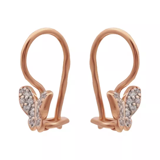 Серьги детские с фианитом из золота