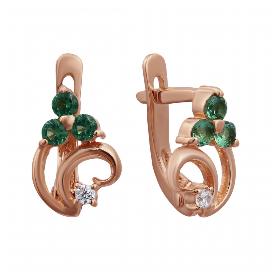 Серьги детские с фианитом из золота