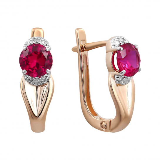 Серьги с бриллиантами с корундом из золота