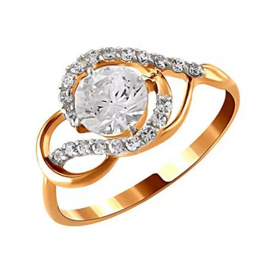 Кольцо с фианитом из золота