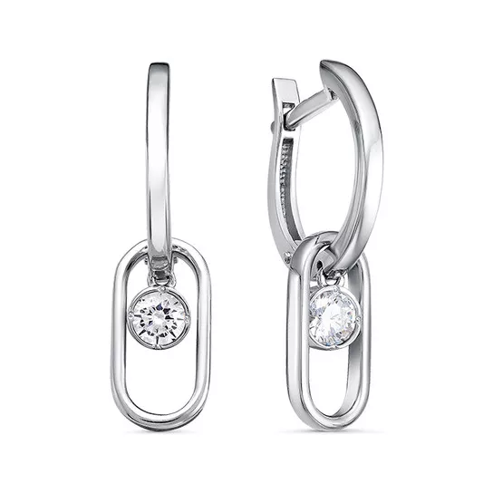 Серьги с фианитом из серебра