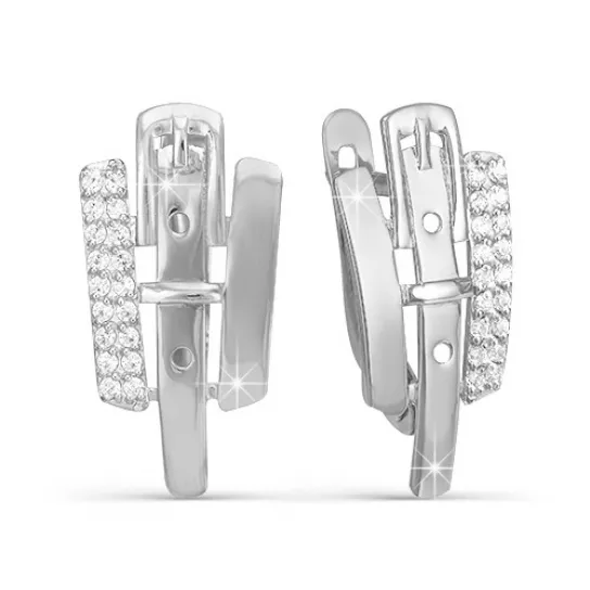 Серьги с фианитом из серебра