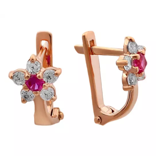Серьги детские с фианитом из золота