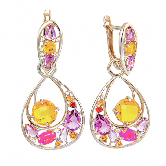 Серьги с камнями из серебра