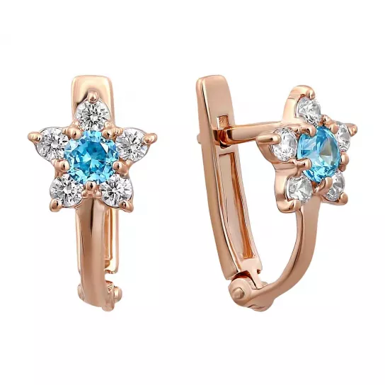 Серьги детские с фианитом из золота
