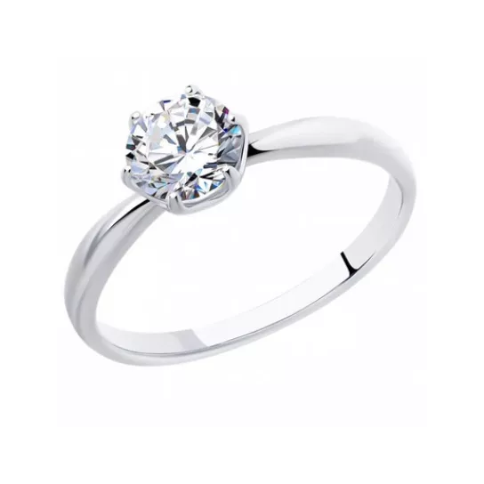 Кольцо с фианитом из серебра