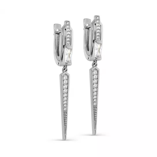 Серьги с фианитом из серебра