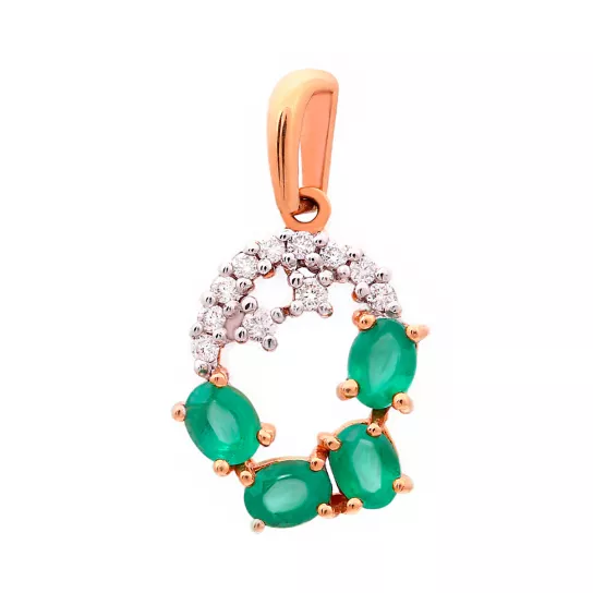 Подвеска с бриллиантами с изумрудом из золота