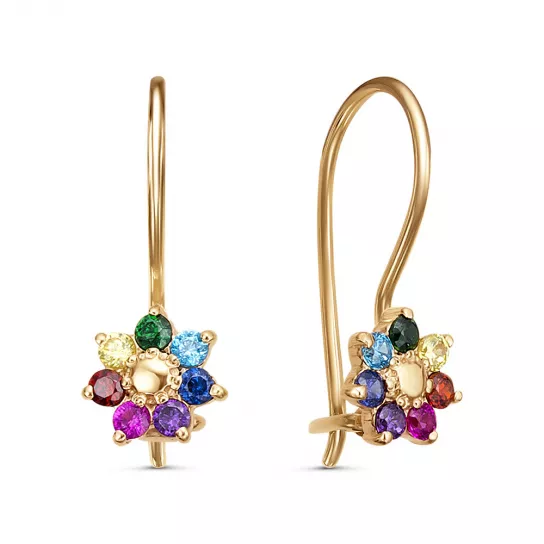 Серьги с фианитом из золота