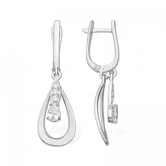 Серьги с фианитом из серебра