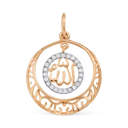 Подвеска мусульманская с фианитом из золота