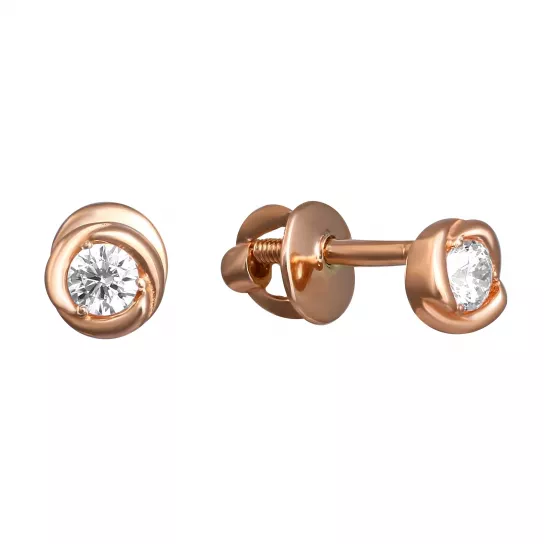 Серьги с фианитом из золота