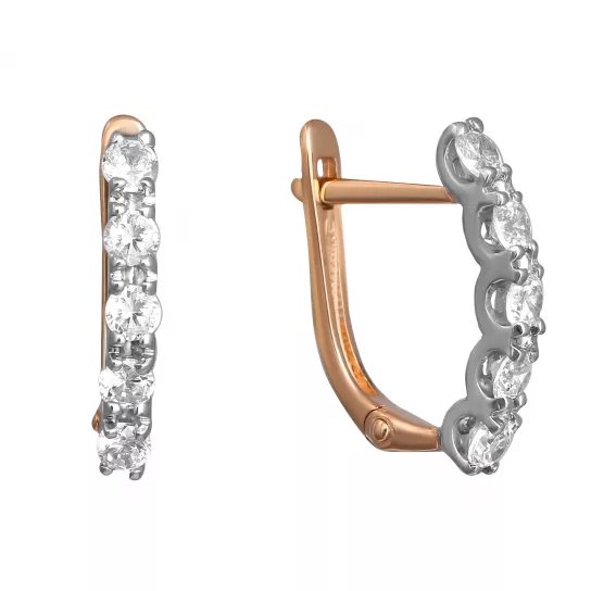 Серьги с фианитом из золота