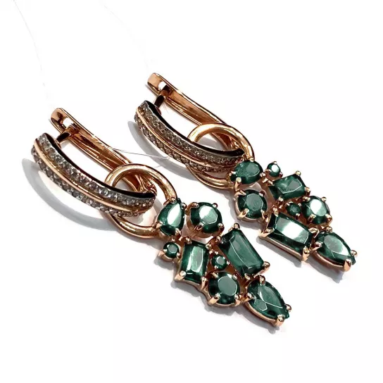 Серьги с агатом и фианитом из золота