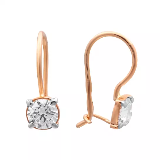 Серьги с фианитом из золота