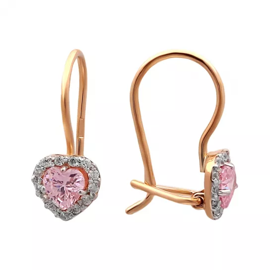 Серьги детские с фианитом из золота