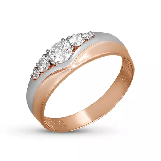 Кольцо с фианитом из золота