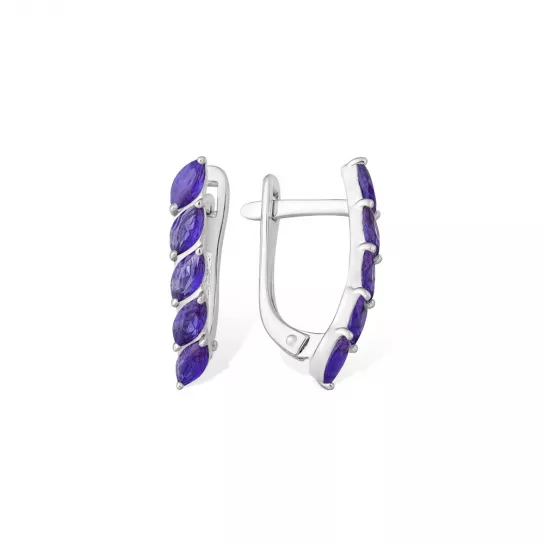 Серьги с фианитом из серебра