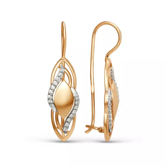 Серьги с фианитом из золота