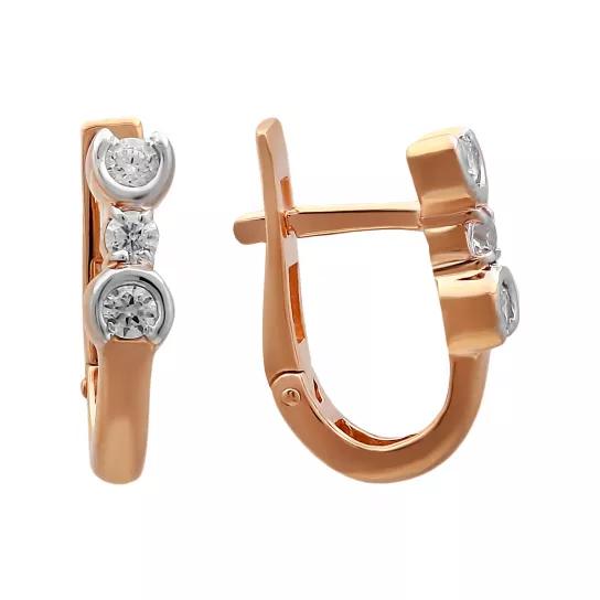 Серьги с фианитом из золота