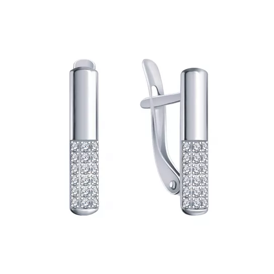 Серьги с фианитом из серебра