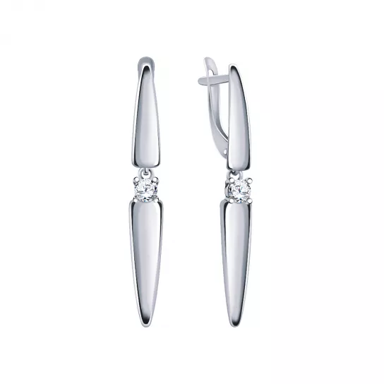 Серьги с фианитом из серебра