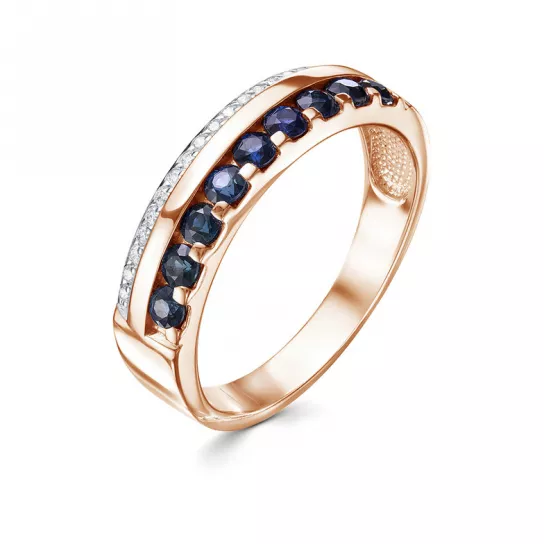 Кольцо с бриллиантами с сапфиром из золота