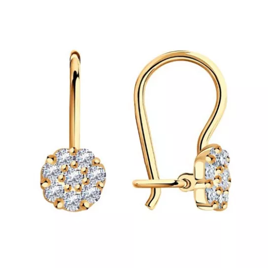 Серьги детские с фианитом из золота