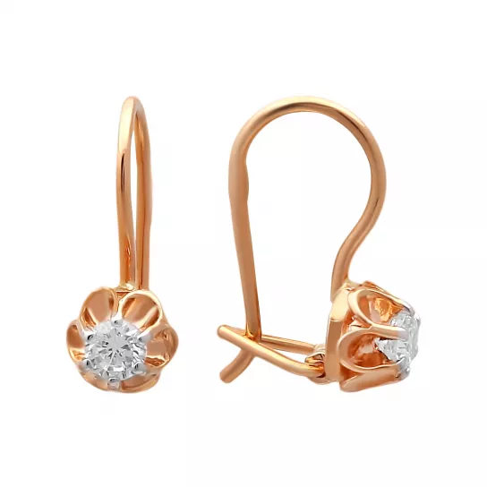 Серьги с фианитом из золота