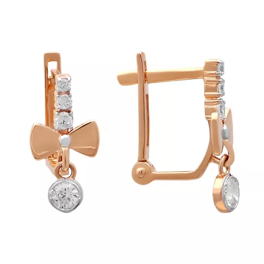 Серьги с фианитом из золота