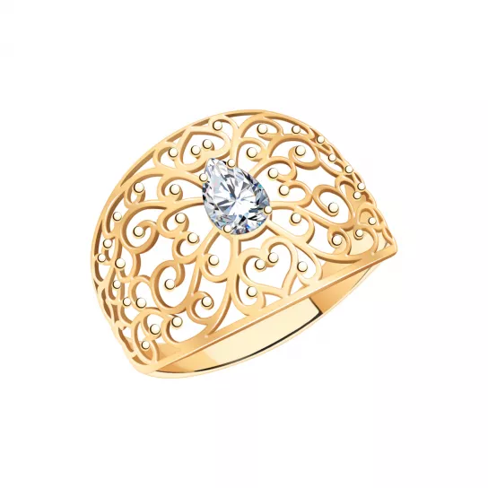 Кольцо с фианитом из золота