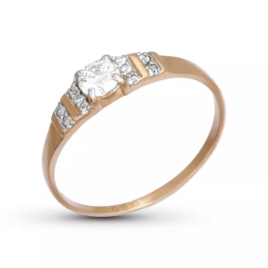 Кольцо с фианитом из золота