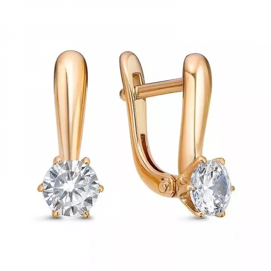 Серьги детские с фианитом из золота