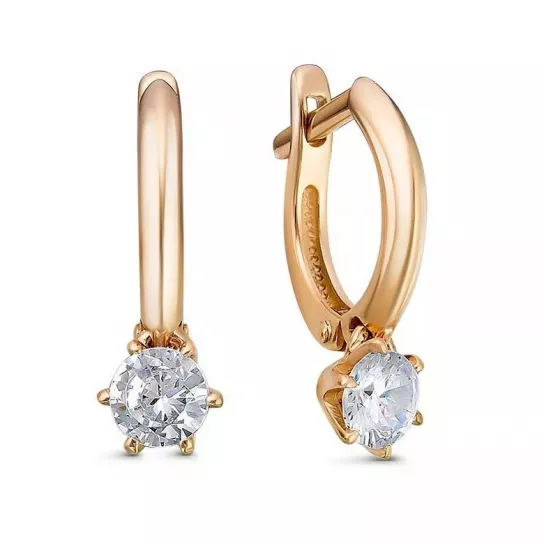 Серьги детские с фианитом из золота